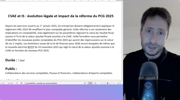 Formation CVAE et IS : évolution légale et impact de la réforme du PCG 2025
